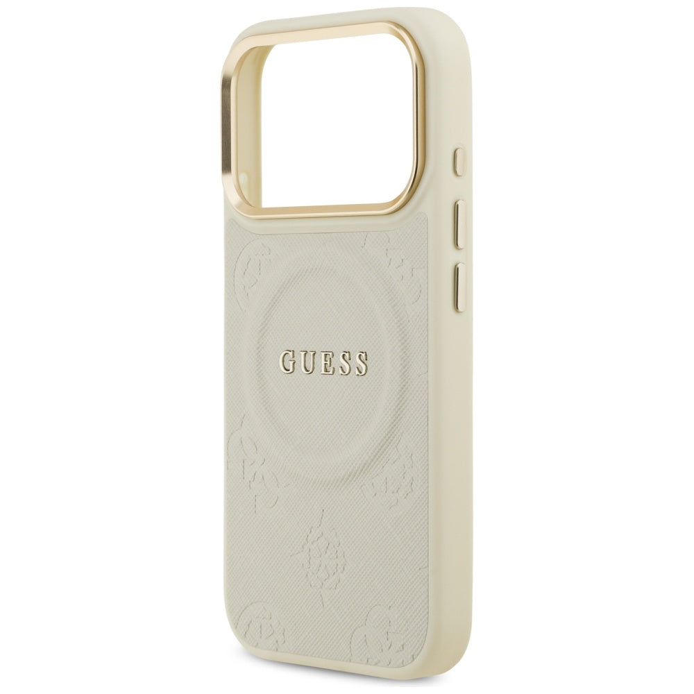 Custodia MagSafe per Apple iPhone 17 Pro, Guess, Peony Hot Stamp, Beige