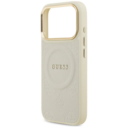 Custodia MagSafe per Apple iPhone 17 Pro, Guess, Peony Hot Stamp, Beige