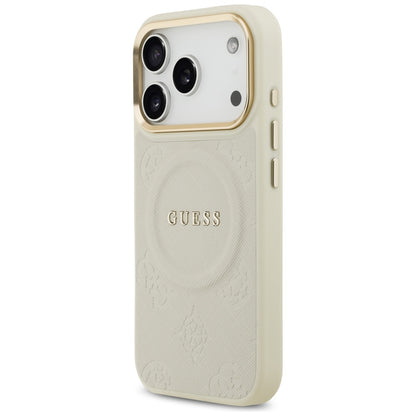 Custodia MagSafe per Apple iPhone 17 Pro, Guess, Peony Hot Stamp, Beige