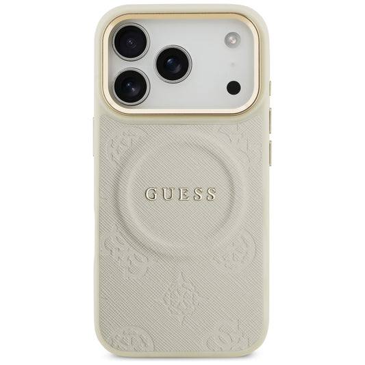 Custodia MagSafe per Apple iPhone 17 Pro, Guess, Peony Hot Stamp, Beige
