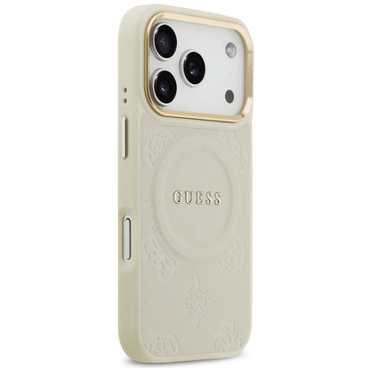Custodia MagSafe per Apple iPhone 17 Pro, Guess, Peony Hot Stamp, Beige