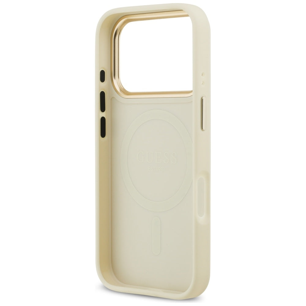Custodia MagSafe per Apple iPhone 17 Pro, Guess, Peony Hot Stamp, Beige