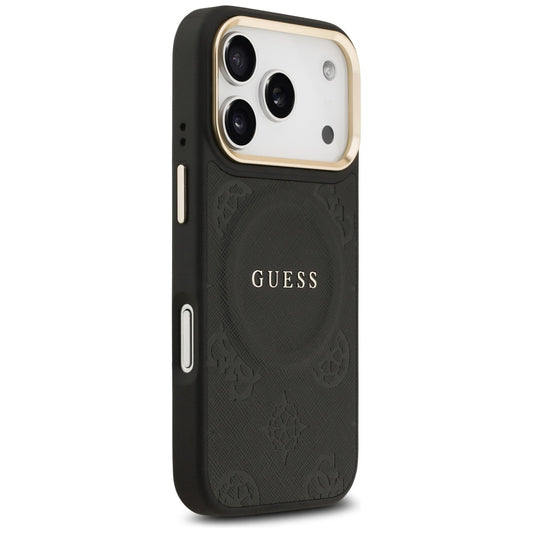 Custodia MagSafe per Apple iPhone 17 Pro, Guess, Peony Hot Stamp, Nera