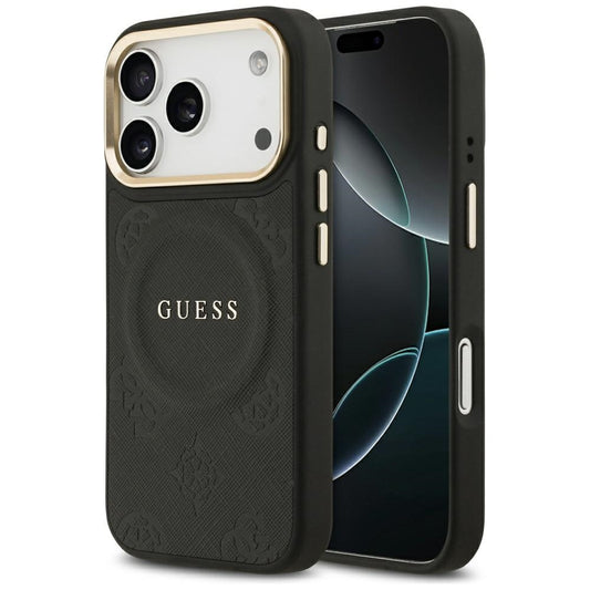 Custodia MagSafe per Apple iPhone 17 Pro, Guess, Peony Hot Stamp, Nera