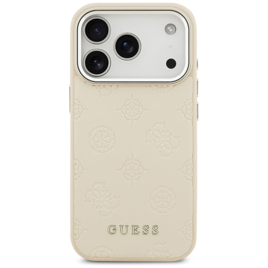 Custodia MagSafe per Apple iPhone 17 Pro, Guess, Peony Hot Stamp Script, Beige