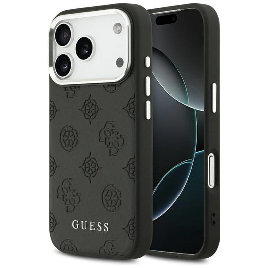 Custodia MagSafe per Apple iPhone 17 Pro, Guess, Peony Hot Stamp Script, Nera