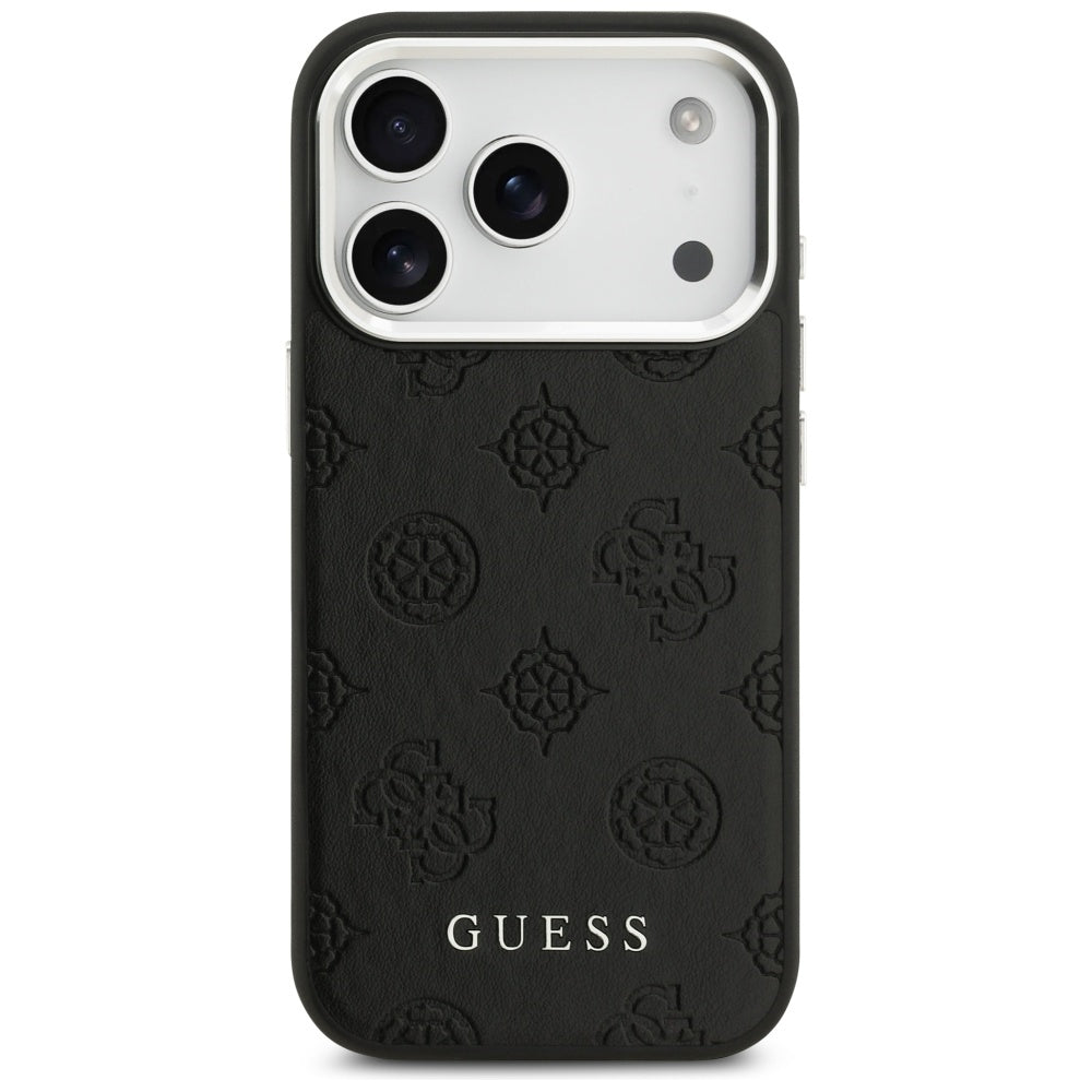 Custodia MagSafe per Apple iPhone 17 Pro, Guess, Peony Hot Stamp Script, Nera