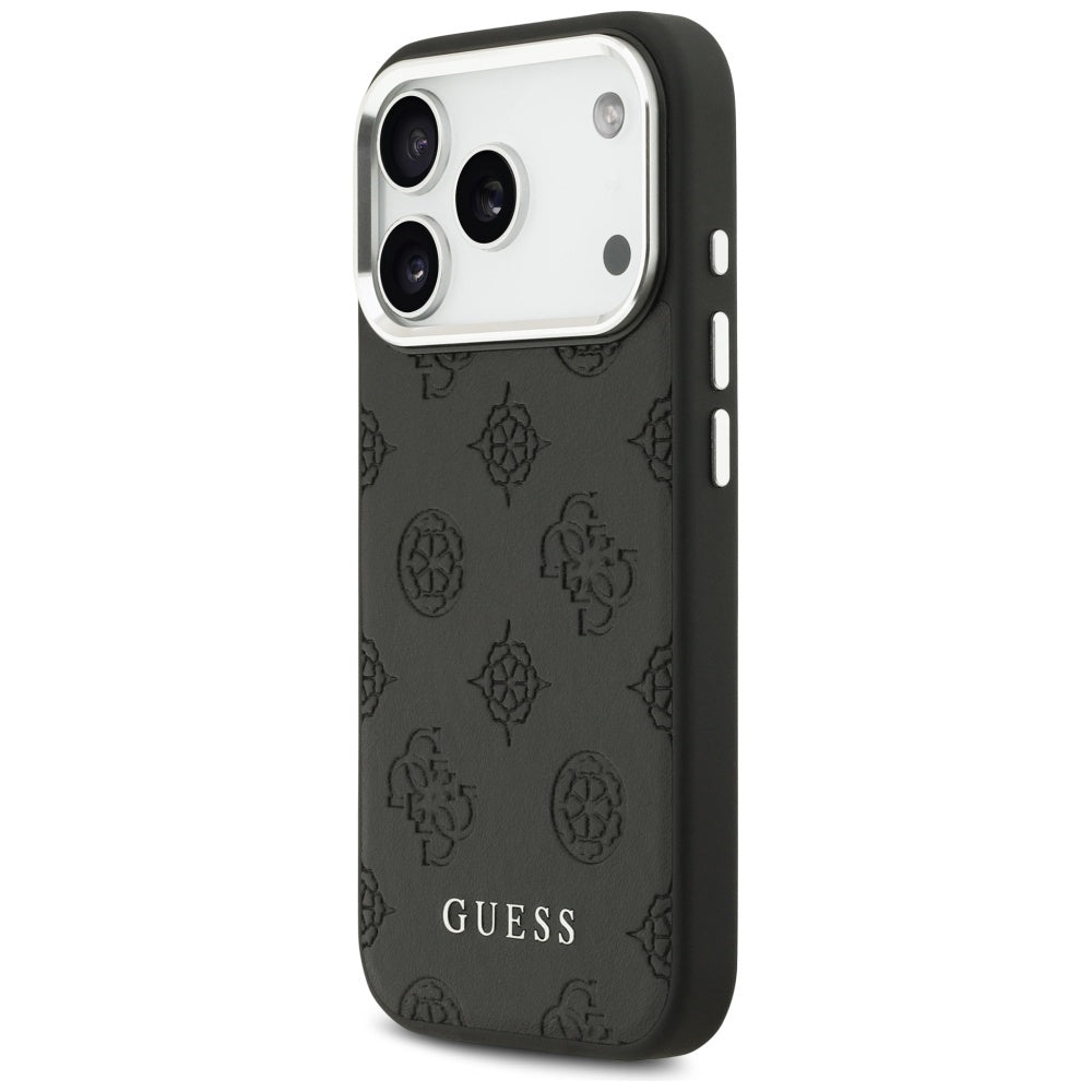 Custodia MagSafe per Apple iPhone 17 Pro, Guess, Peony Hot Stamp Script, Nera