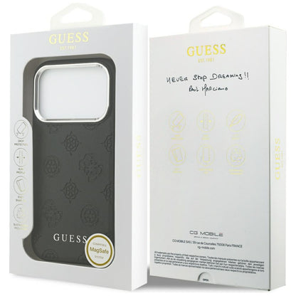 Custodia MagSafe per Apple iPhone 17 Pro, Guess, Peony Hot Stamp Script, Nera