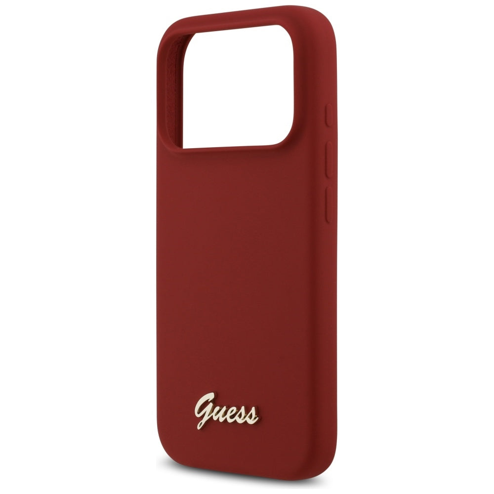 Custodia MagSafe per Apple iPhone 17 Pro, Guess, Script Metal Logo, Rossa
