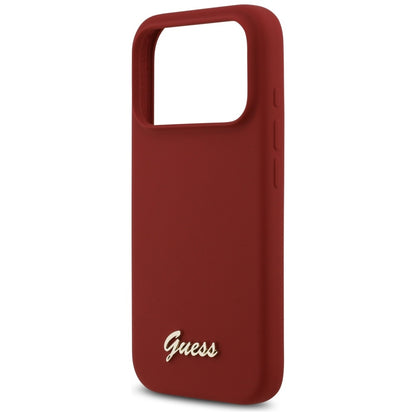 Custodia MagSafe per Apple iPhone 17 Pro, Guess, Script Metal Logo, Rossa