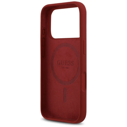 Custodia MagSafe per Apple iPhone 17 Pro, Guess, Script Metal Logo, Rossa