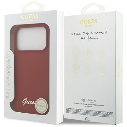 Custodia MagSafe per Apple iPhone 17 Pro, Guess, Script Metal Logo, Rossa