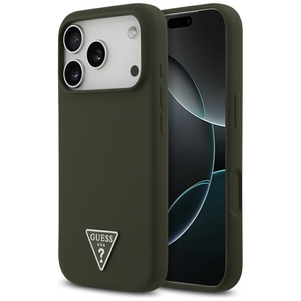 Custodia MagSafe per Apple iPhone 17 Pro, Guess, Logo Triangolo, Kaki