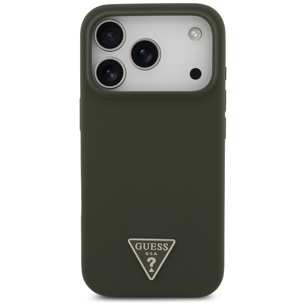 Custodia MagSafe per Apple iPhone 17 Pro, Guess, Logo Triangolo, Kaki