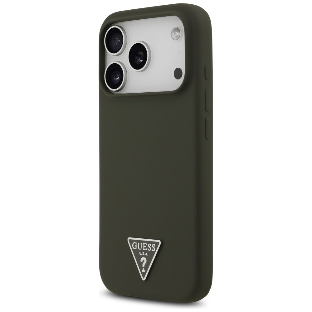 Custodia MagSafe per Apple iPhone 17 Pro, Guess, Logo Triangolo, Kaki
