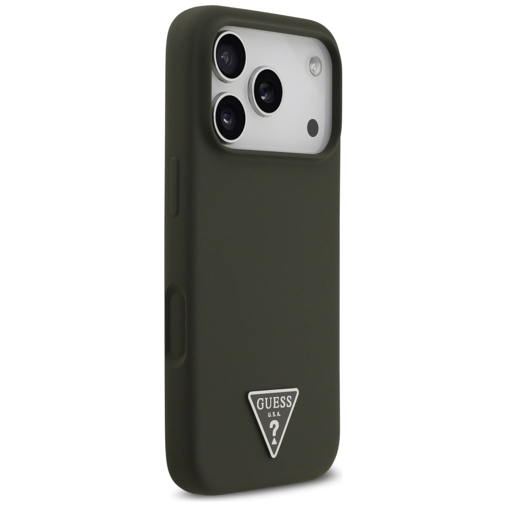 Custodia MagSafe per Apple iPhone 17 Pro, Guess, Logo Triangolo, Kaki