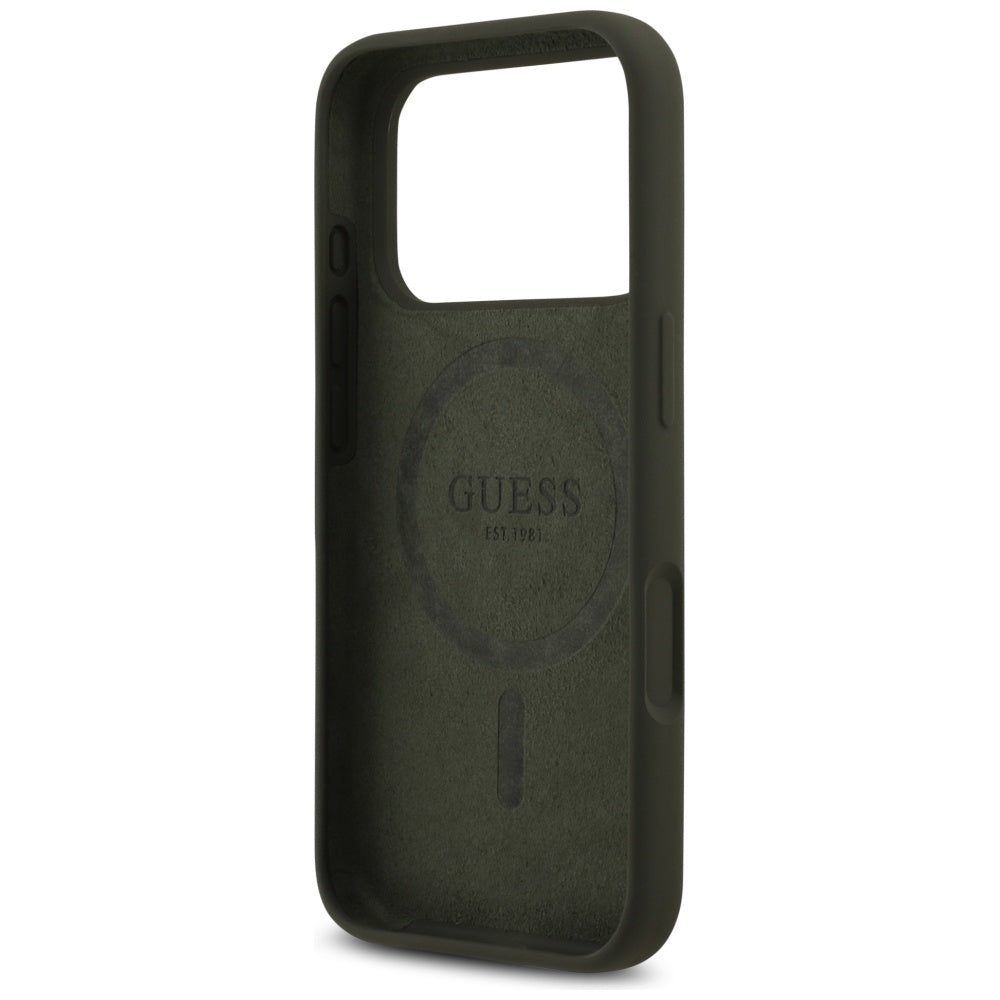 Custodia MagSafe per Apple iPhone 17 Pro, Guess, Logo Triangolo, Kaki