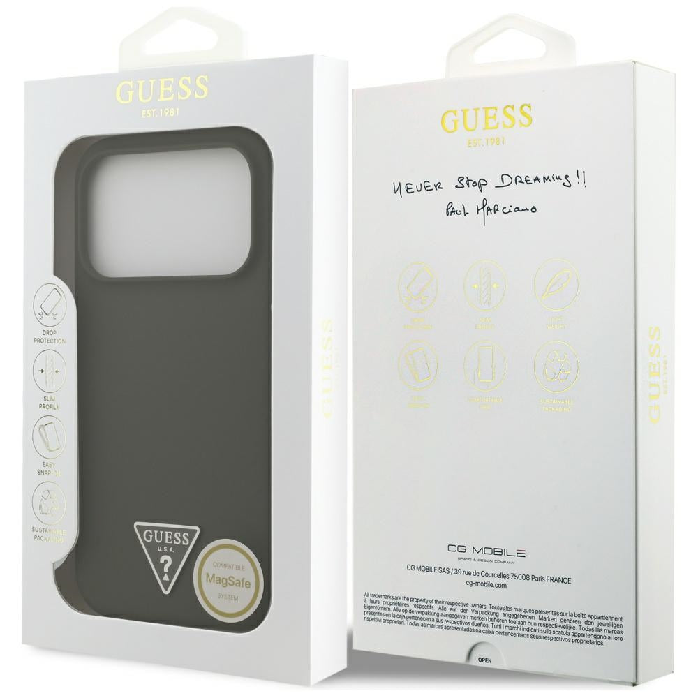 Custodia MagSafe per Apple iPhone 17 Pro, Guess, Logo Triangolo, Kaki