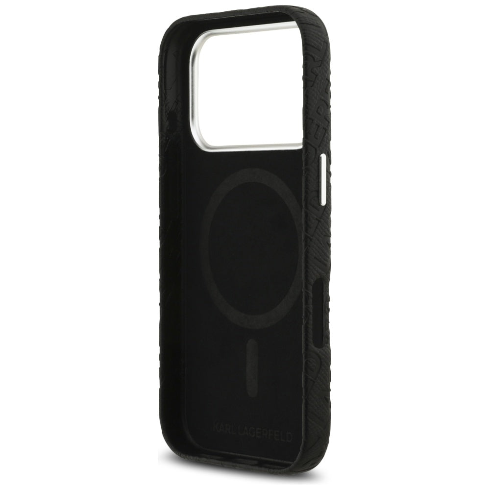 Custodia MagSafe per Apple iPhone 17 Pro, Karl Lagerfeld, FW Stamped Karl, Nera