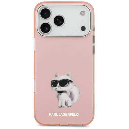 Custodia MagSafe per Apple iPhone 17 Pro, Karl Lagerfeld, IML Aquarelle Logo Choupette, Rosa