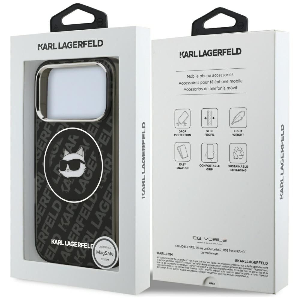 Custodia MagSafe per Apple iPhone 17 Pro, Karl Lagerfeld, IML Choupette's Head, Nera