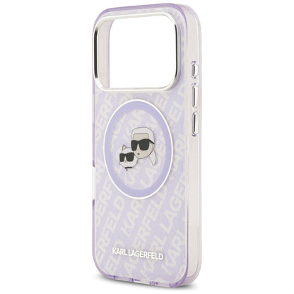 Custodia MagSafe per Apple iPhone 17 Pro, Karl Lagerfeld, IML Glitter Karl & Choupette's Heads, Viola