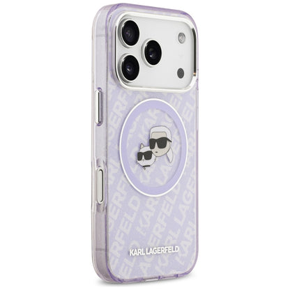Custodia MagSafe per Apple iPhone 17 Pro, Karl Lagerfeld, IML Glitter Karl & Choupette's Heads, Viola