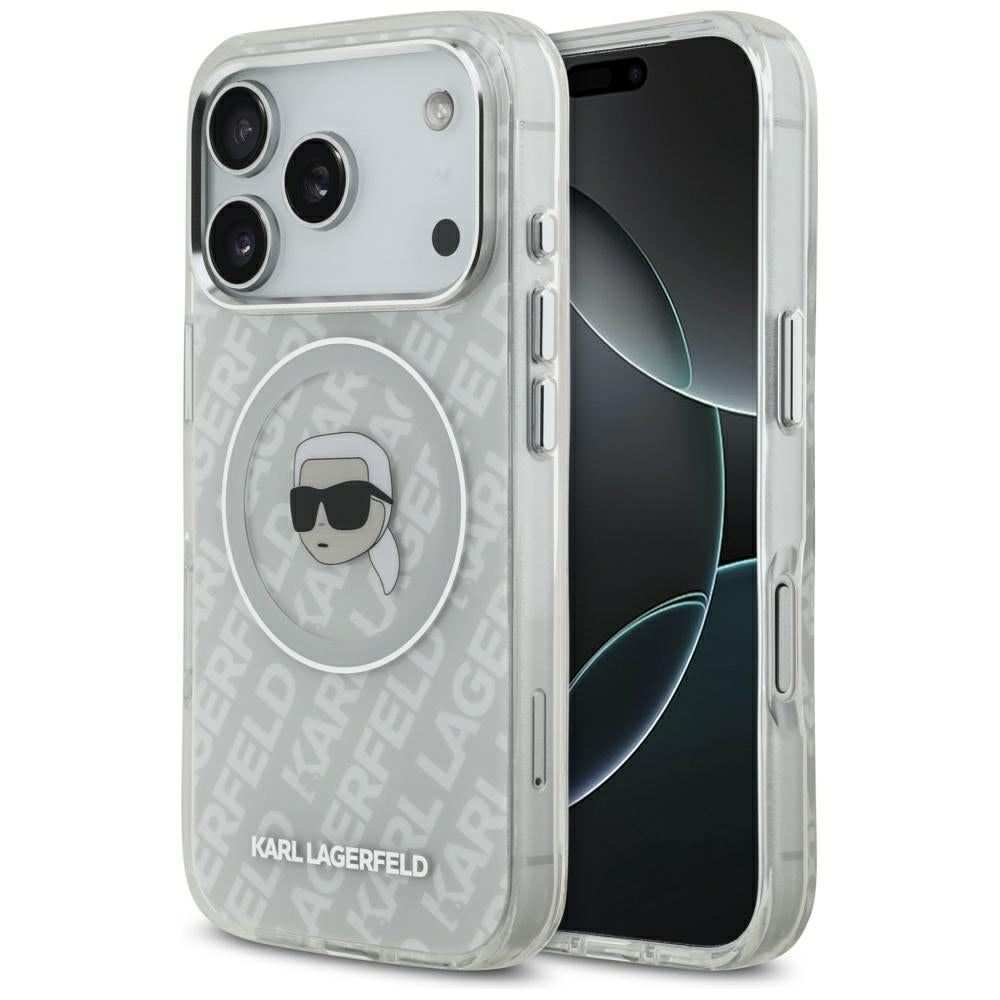 Custodia MagSafe per Apple iPhone 17 Pro, Karl Lagerfeld, IML Karl`s Head, Grigio