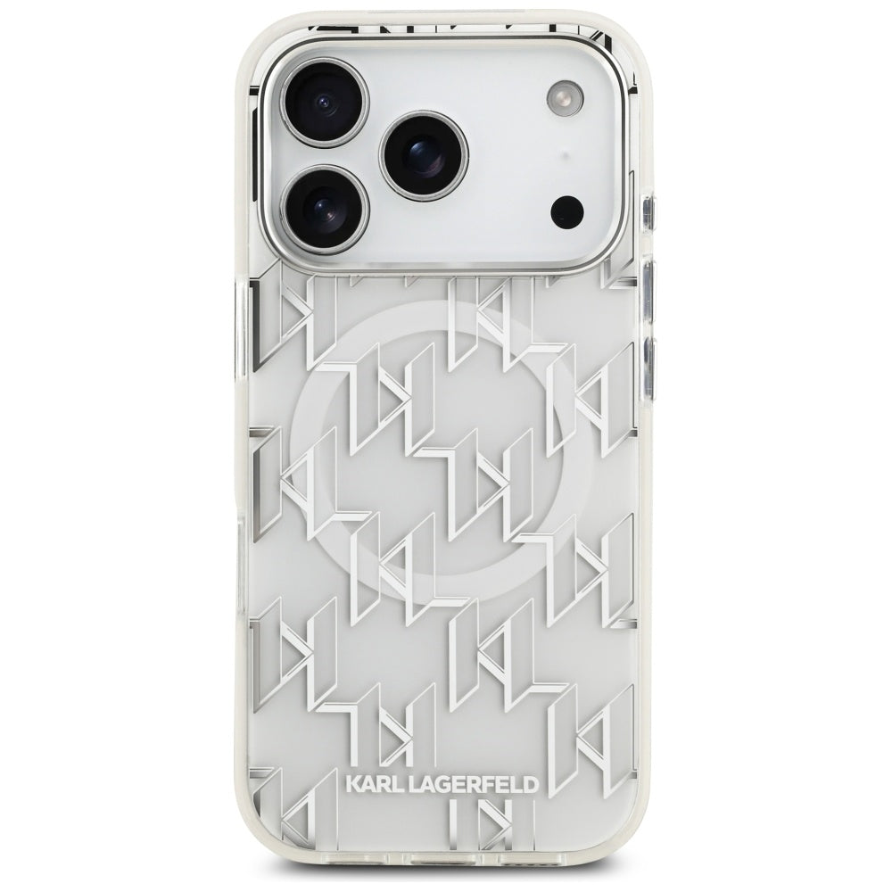 MagSafe Case for Apple iPhone 17 Pro, Karl Lagerfeld, IML KL Monogram, White