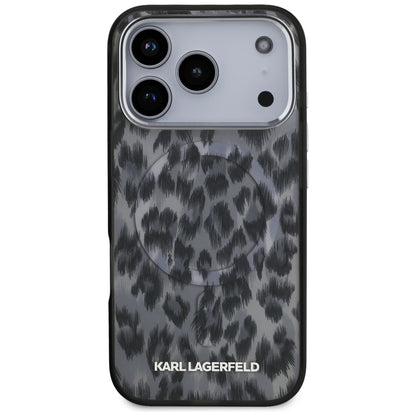 Custodia MagSafe per Apple iPhone 17 Pro, Karl Lagerfeld, IML Leopard Pattern, Nera