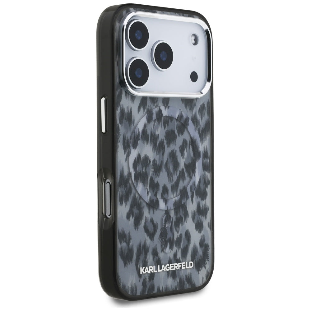 Custodia MagSafe per Apple iPhone 17 Pro, Karl Lagerfeld, IML Leopard Pattern, Nera