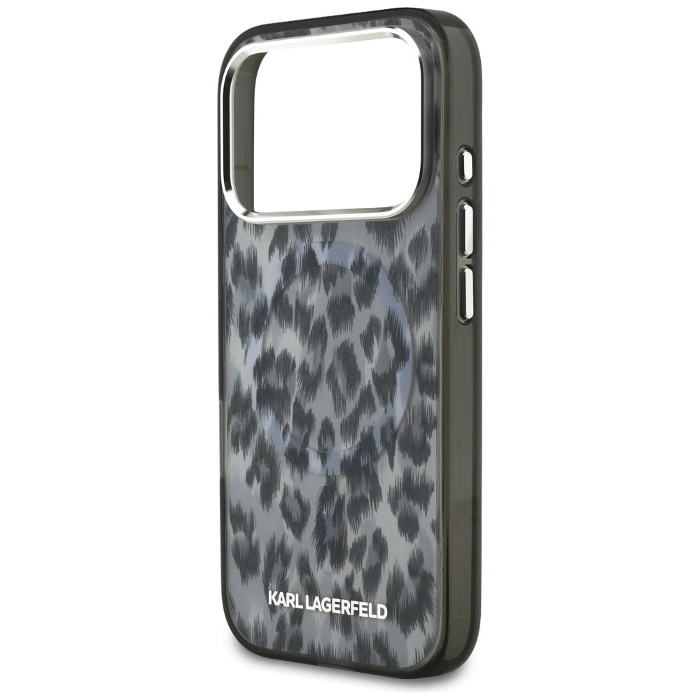 Custodia MagSafe per Apple iPhone 17 Pro, Karl Lagerfeld, IML Leopard Pattern, Nera