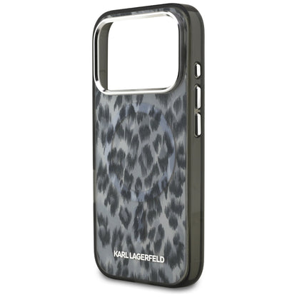 Custodia MagSafe per Apple iPhone 17 Pro, Karl Lagerfeld, IML Leopard Pattern, Nera