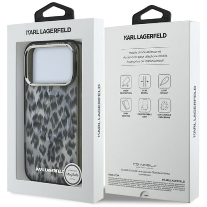 Custodia MagSafe per Apple iPhone 17 Pro, Karl Lagerfeld, IML Leopard Pattern, Nera