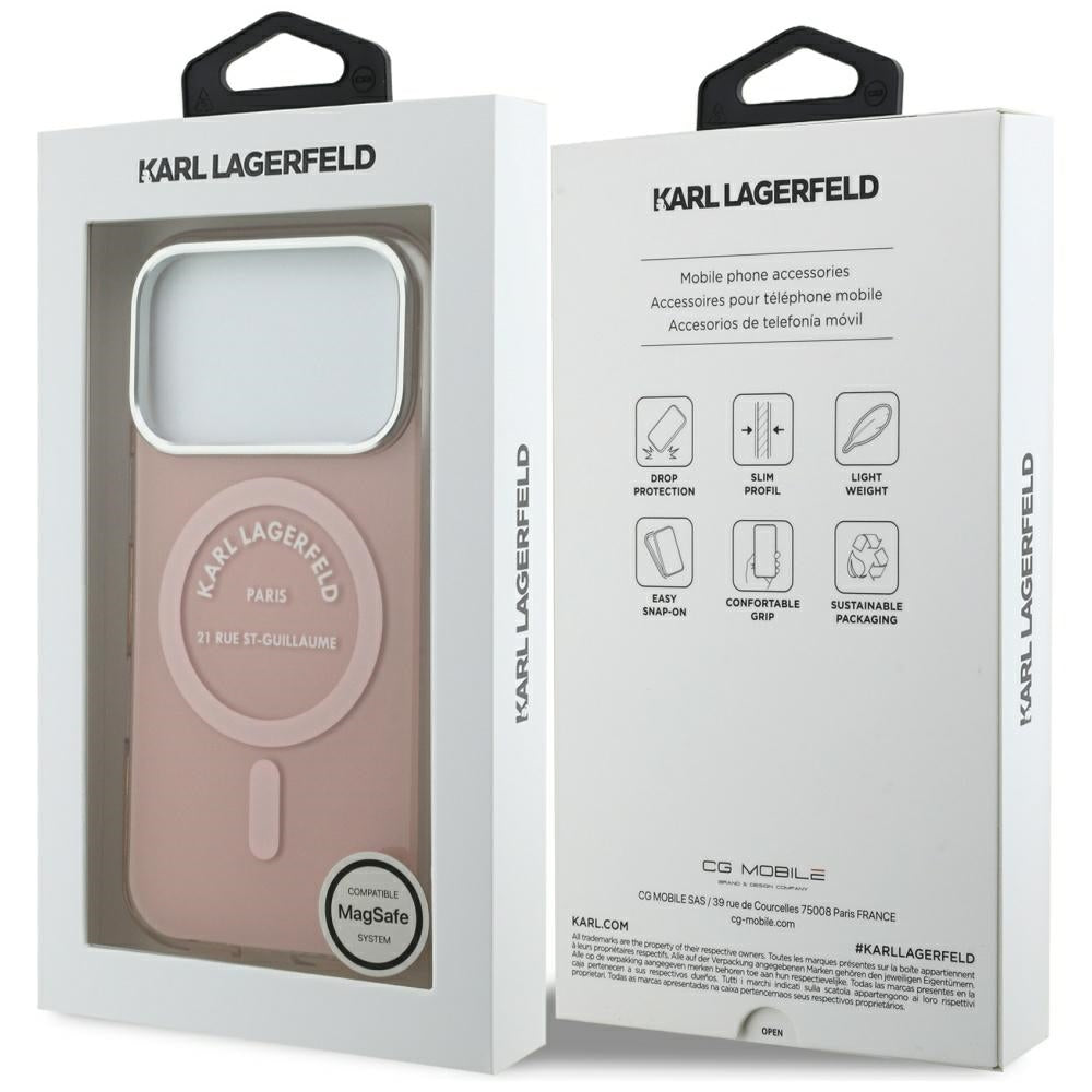Custodia MagSafe per Apple iPhone 17 Pro, Karl Lagerfeld, IML Logo RSG, Rosa