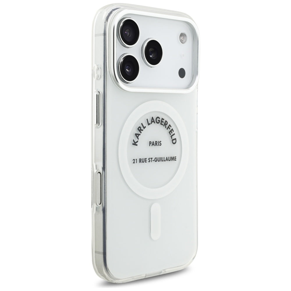 Custodia MagSafe per Apple iPhone 17 Pro, Karl Lagerfeld, IML Logo RSG, Trasparente