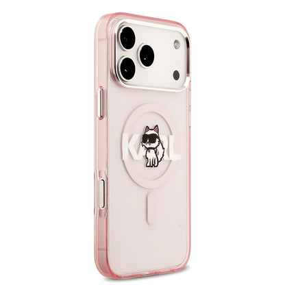 Custodia MagSafe per Apple iPhone 17 Pro, Karl Lagerfeld, IML Sketch Logo Choupette, Rosa
