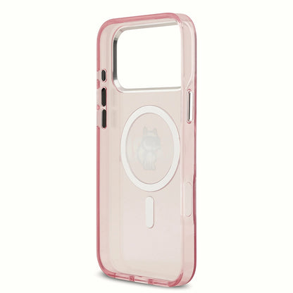 Custodia MagSafe per Apple iPhone 17 Pro, Karl Lagerfeld, IML Sketch Logo Choupette, Rosa