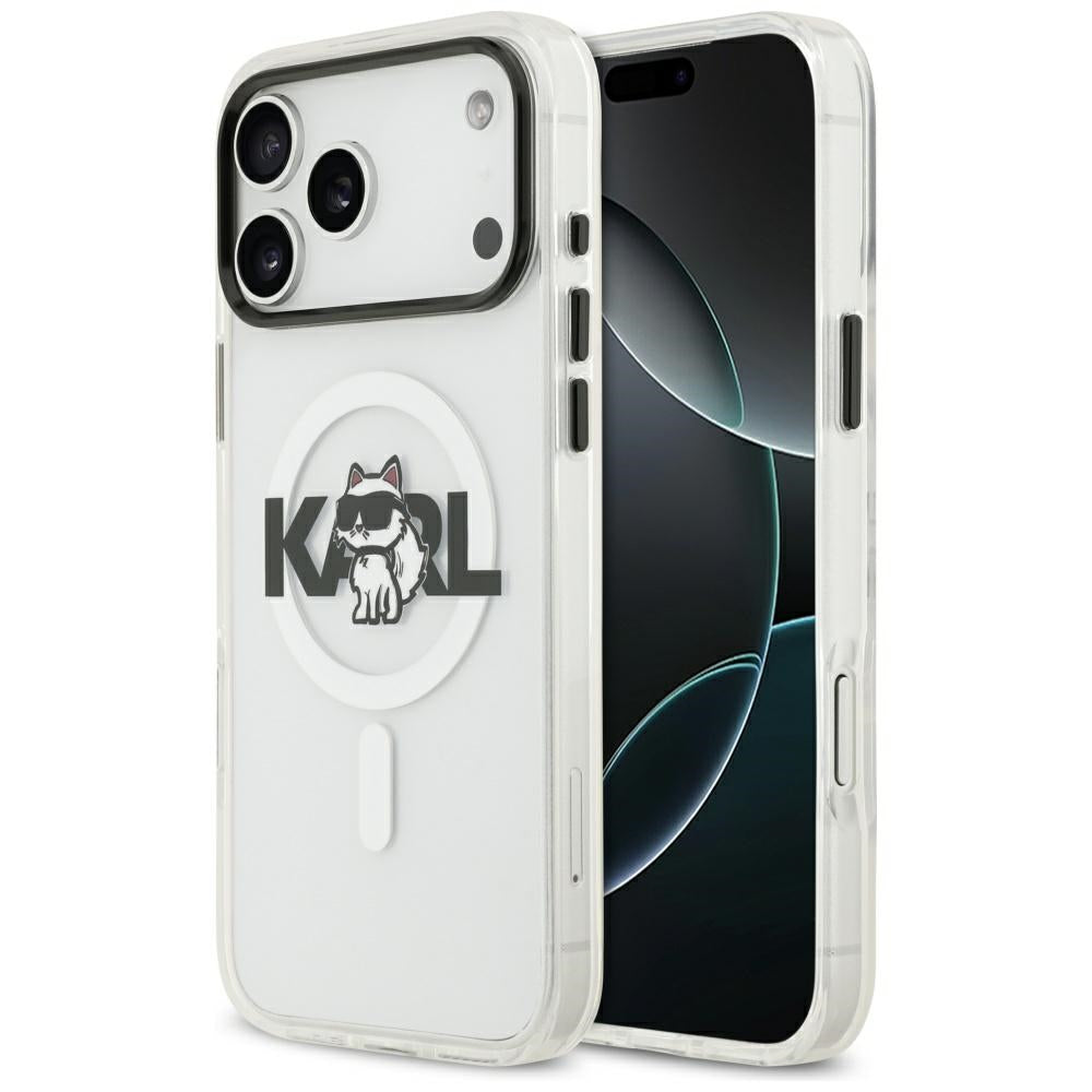 Custodia MagSafe per Apple iPhone 17 Pro, Karl Lagerfeld, IML Sketch Logo Choupette, Trasparente