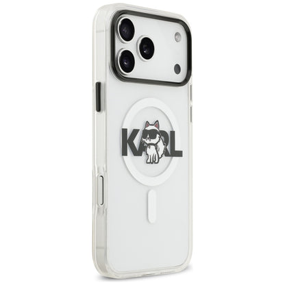 Custodia MagSafe per Apple iPhone 17 Pro, Karl Lagerfeld, IML Sketch Logo Choupette, Trasparente