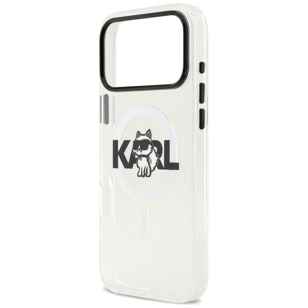Custodia MagSafe per Apple iPhone 17 Pro, Karl Lagerfeld, IML Sketch Logo Choupette, Trasparente
