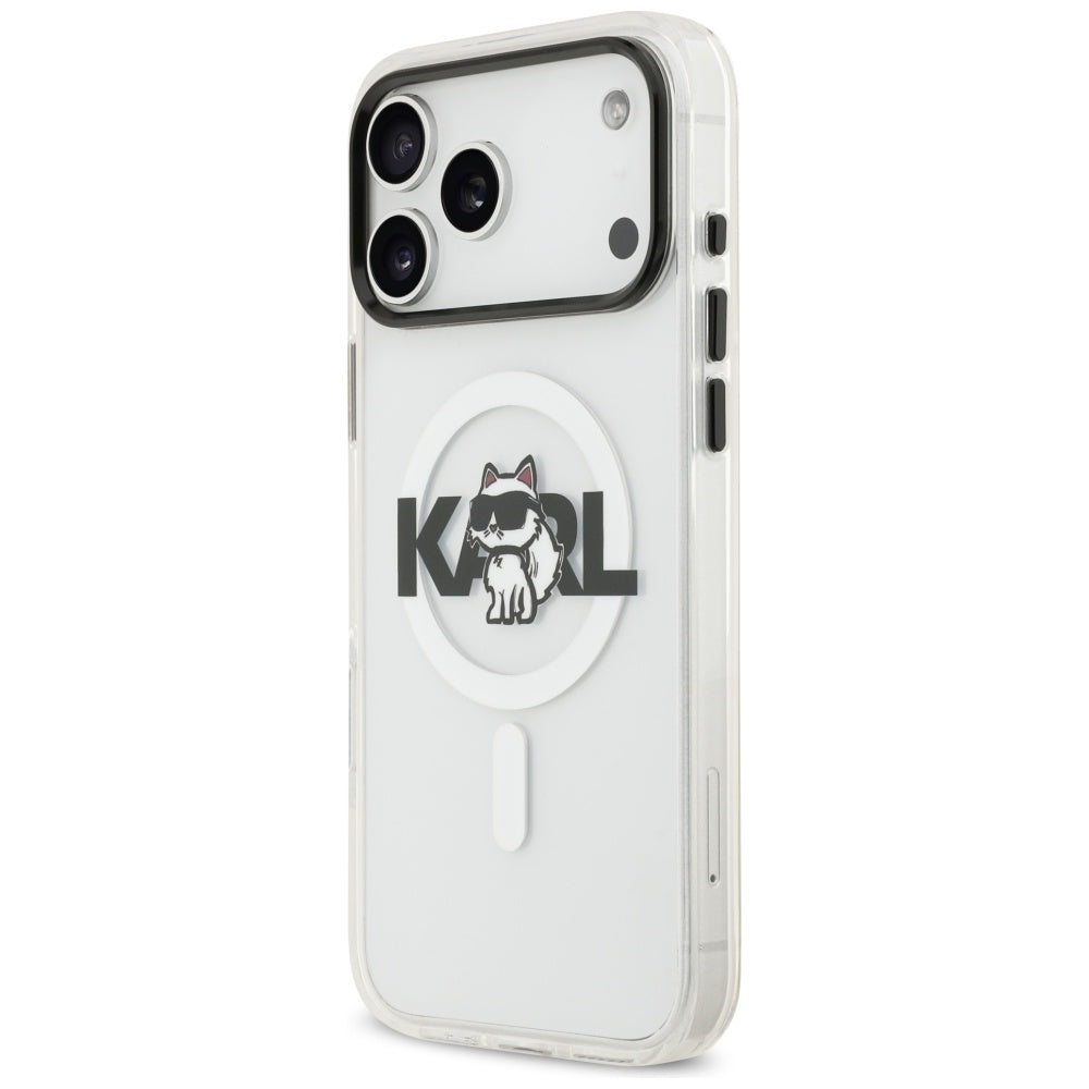 Custodia MagSafe per Apple iPhone 17 Pro, Karl Lagerfeld, IML Sketch Logo Choupette, Trasparente