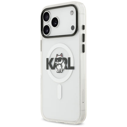 Custodia MagSafe per Apple iPhone 17 Pro, Karl Lagerfeld, IML Sketch Logo Choupette, Trasparente