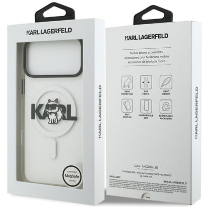 Custodia MagSafe per Apple iPhone 17 Pro, Karl Lagerfeld, IML Sketch Logo Choupette, Trasparente