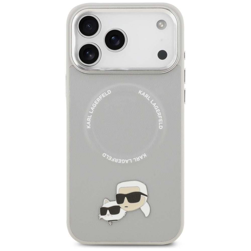 Custodia MagSafe per Apple iPhone 17 Pro, Karl Lagerfeld, Karl & Choupette Pins, Grigio
