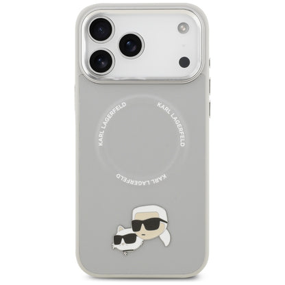 Custodia MagSafe per Apple iPhone 17 Pro, Karl Lagerfeld, Karl & Choupette Pins, Grigio