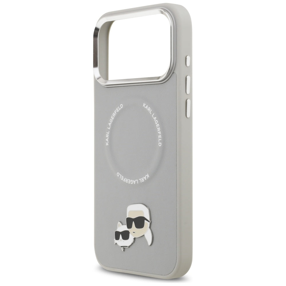 Custodia MagSafe per Apple iPhone 17 Pro, Karl Lagerfeld, Karl & Choupette Pins, Grigio