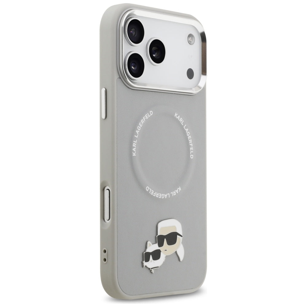 Custodia MagSafe per Apple iPhone 17 Pro, Karl Lagerfeld, Karl & Choupette Pins, Grigio