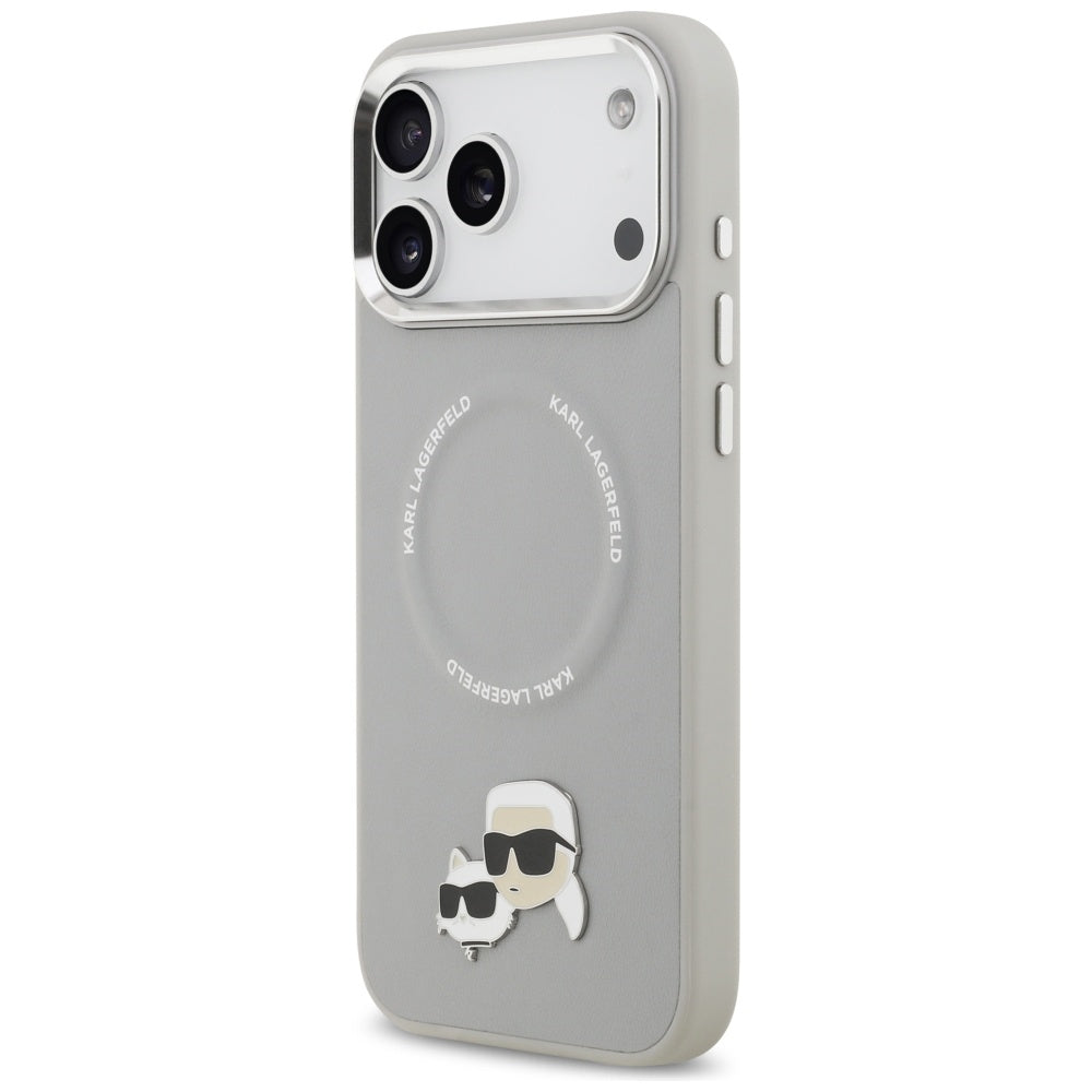 Custodia MagSafe per Apple iPhone 17 Pro, Karl Lagerfeld, Karl & Choupette Pins, Grigio